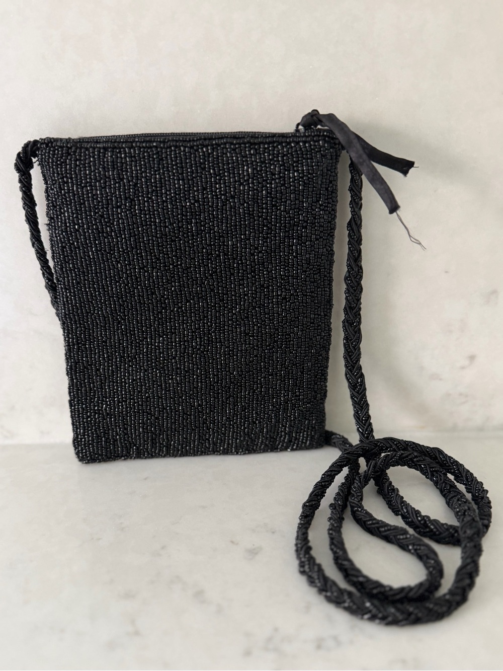Vintage Black Beaded Evening Bag - Elegant Evening Accessory